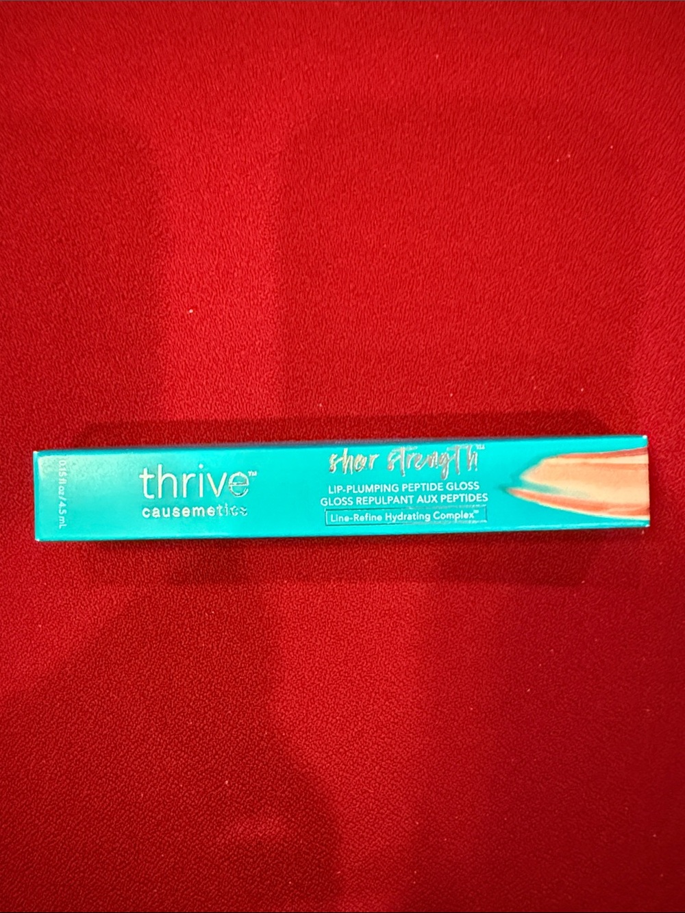 thrive causemetics Lip-Plumping Peptide Gloss in Coral-Red vegan mascara NIB